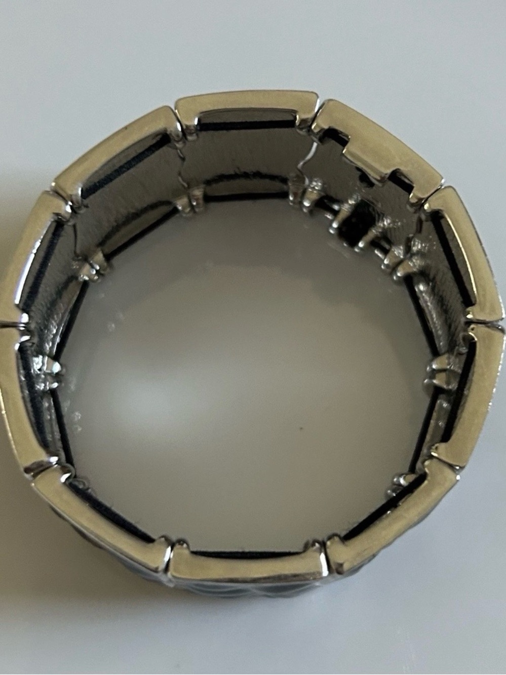 Lia Sophia Silver Tone Black Enamel Snake Skin Pattern Stretch Bangle Bracelet - Picture 4 of 4